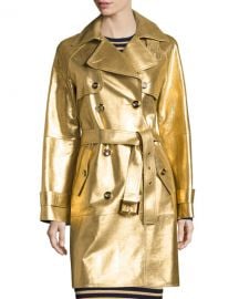 Michael Kors Collection Metallic Leather Double-Breasted Trenchcoat at Neiman Marcus